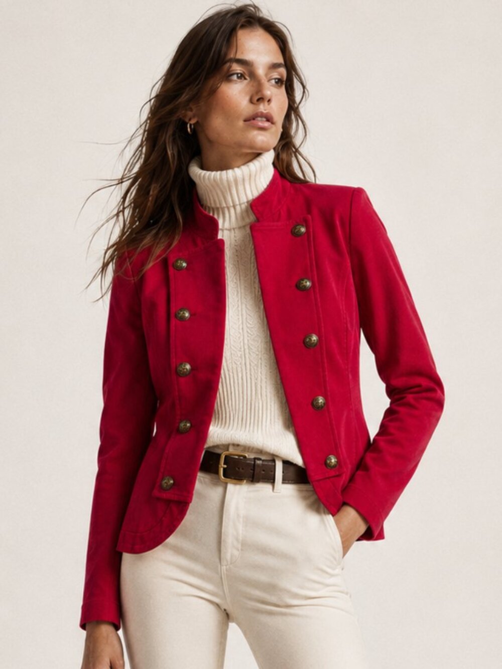 Tommy Hilfiger Red Military Equestrian Jacket Blazer Gold Buttons S
